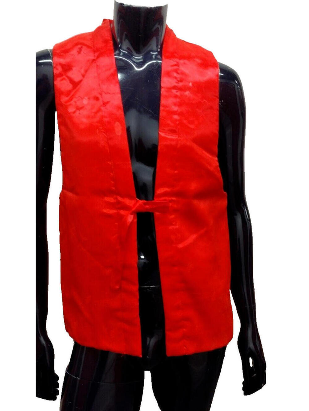 Vintage Asian Neon Vest Men's Orange Furry Lining Avantegarde Techno Raver Ninja